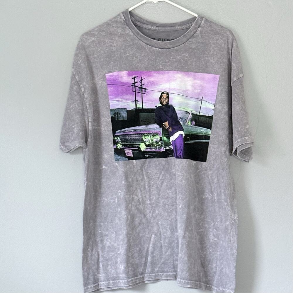 Ice Cube T Shirt Adult XL Gray Stone Washed Graphic Band Tee Hip Hop NEW Damaged